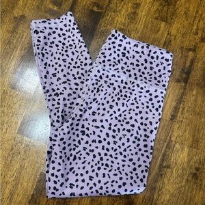 ZYIA Purple and Black Leggings with Playful Print
